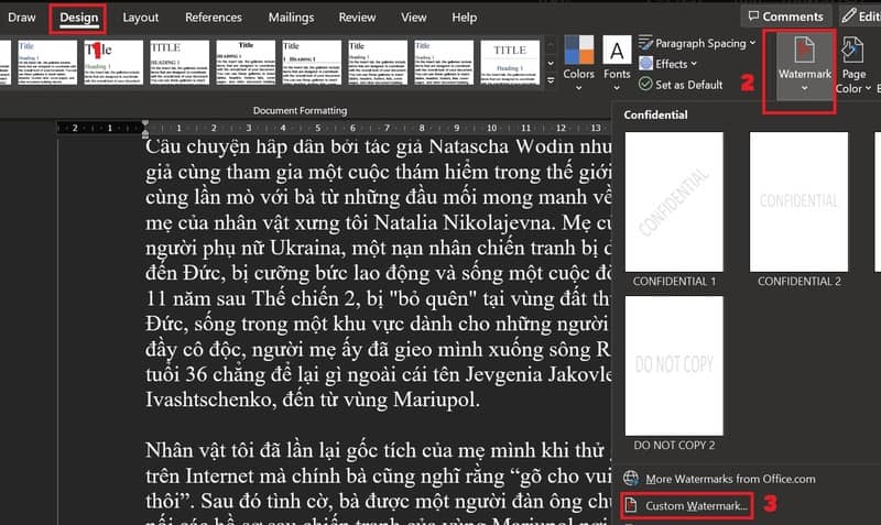 Cách cài Watermark cho file Word Excel nhanh chóng và dễ dàng 7 Cách cài Watermark cho file Word bước 1