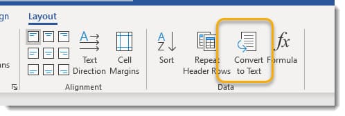 Chuyển đổi từ bảng Word thành văn bản bước 3