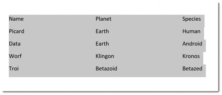 Chuyển đổi từ bảng Word thành văn bản bước 5
