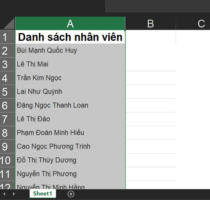 Hướng dẫn tạo bảng cảnh báo khi nhập trùng nội dung Excel bước 1