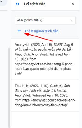 Hướng dẫn trích dẫn tài liệu tham khảo chuẩn APA bước 9