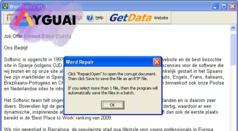 Cách khắc phục File Word mở không được – Word experienced an error trying to open the file 6 Sử dụng công cụ Repair My Word miễn phí để sửa file word không mở được