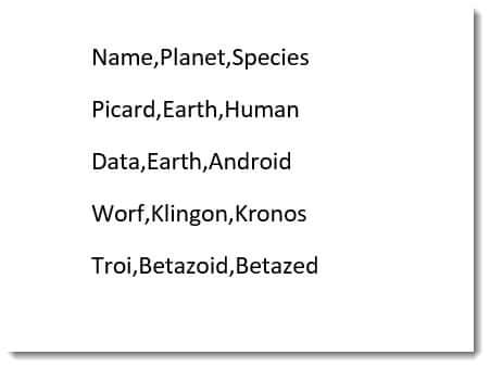 Văn bản có dấu phân cách là dấu phẩy