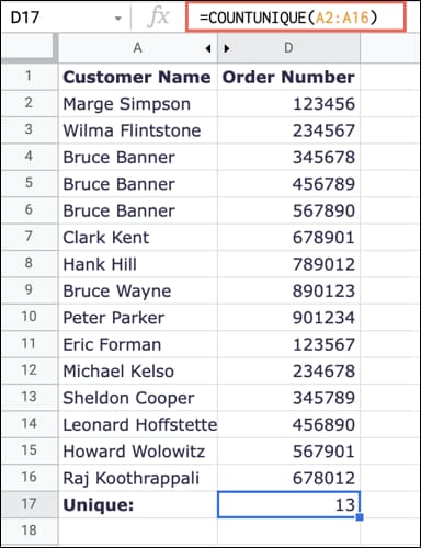 14 hàm Google Sheets hữu ích mà Excel không hỗ trợ 12 COUNTUNIQUENames-GoogleSheetsFunctionsNotExcel-2