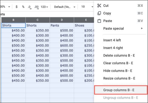 Gom nhóm hàng và cột Google Sheets: Cách làm chi tiết từ A-Z 9 Cách gom nhóm và mở rộng hàng, cột trong Google Sheets 2