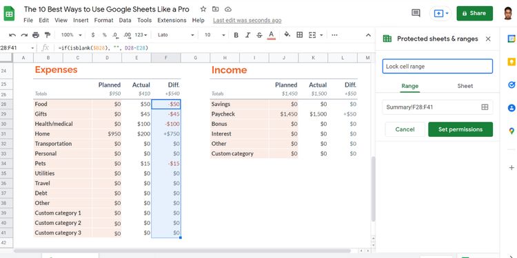 Cách sử dụng Google Sheets: 8 mẹo để thành thạo nhanh chóng 17 Khóa ô cho trang tính cộng tác 3
