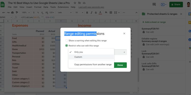 Cách sử dụng Google Sheets: 8 mẹo để thành thạo nhanh chóng 18 Khóa ô cho trang tính cộng tác 5