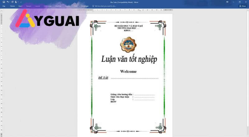 Tạo bìa khóa luận bằng Word nhanh chóng chỉ trong 1 nốt nhạc