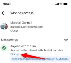 Tắt quyền chia sẻ Google Docs qua liên kết trên điện thoại 4
